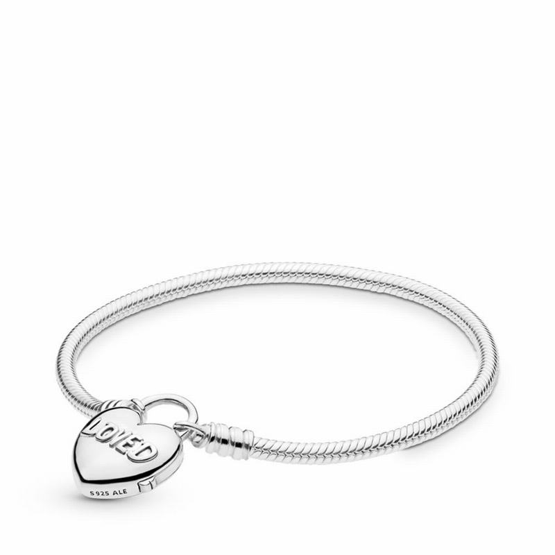 Pandora You Are Loved Heart Padlock Bracelet Ireland - Sterling Silver - 425980TYV